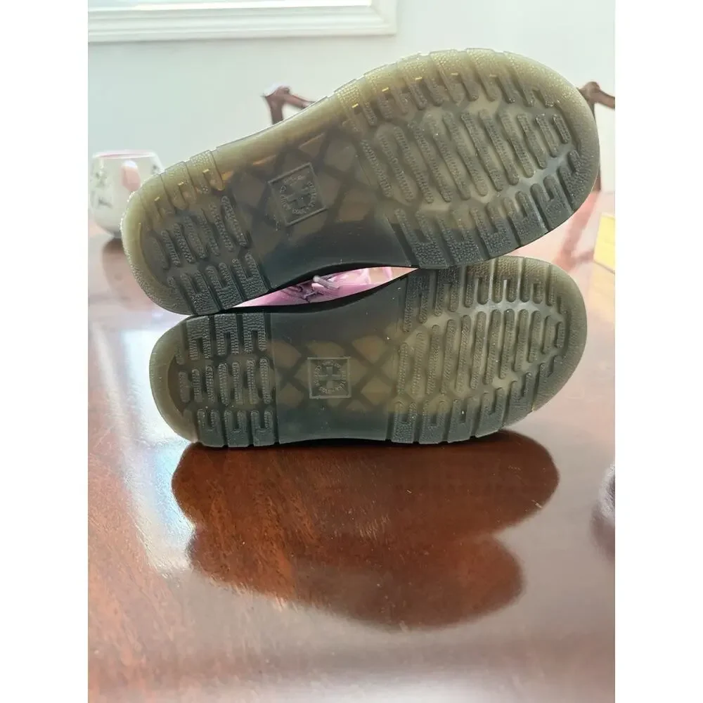 Dr Martens Girl’s Boots Pink Leather Zip Zavala J Lace Up Combat Girls Sz 13